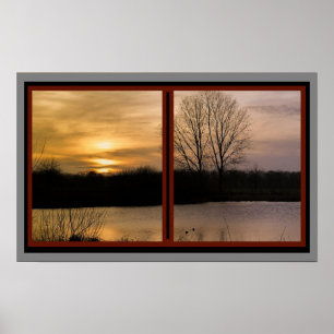 Winter Sunset Scenic Window Poster