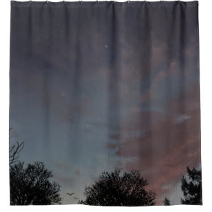 Winter sunset sky with star  shower curtain