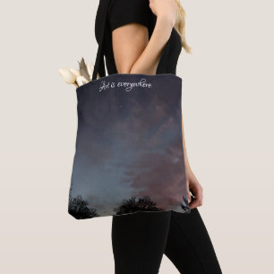 Winter sunset sky with stars tote bag