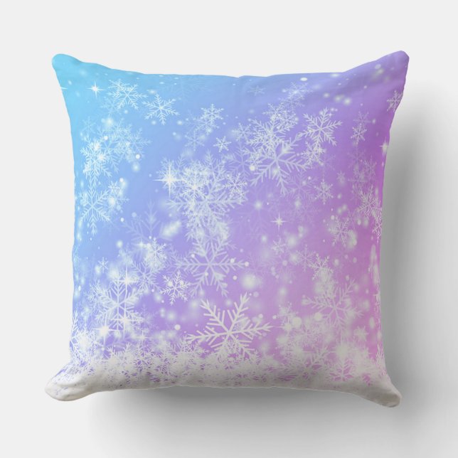 Winter Sunset Snowflake Cushion (Front)