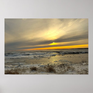Winter Sunset Waterscape Poster