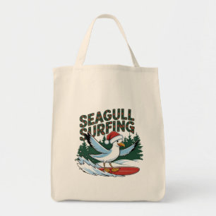 Winter Surfer Seagull, Christmas Seagull  Tote Bag