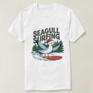 Winter Surfer Seagull, Seagull Merry Christmas T-Shirt