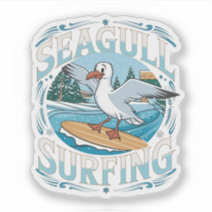 Winter Surfer Seagull, Seagull Surfing, Seagull T