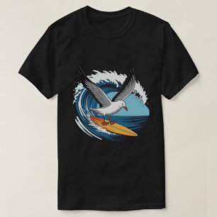 Winter Surfer Seagull, Seagull Surfing T-Shirt