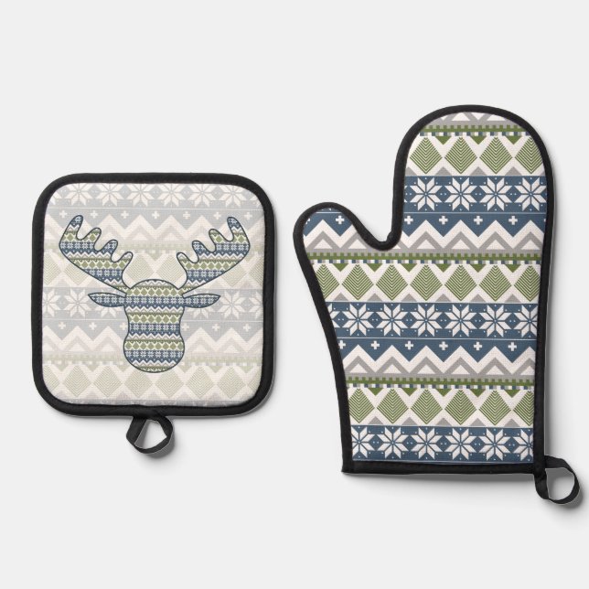 Winter Sweater Oven Mitt & Pot Holder Set (Front)