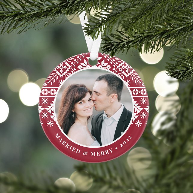 Winter Sweater Pattern | Wedding Photo Ornament (Creator Uploaded)