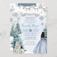 Winter Sweet 16 Holiday Birthday Silver Blue Snow