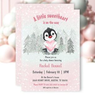 Winter Sweetheart Valentines Girl Baby Shower Invitation