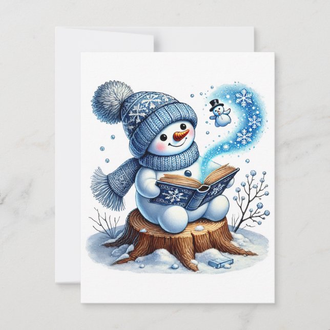 Winter Tales - A Snowman’s Storytime Holiday Card (Front)
