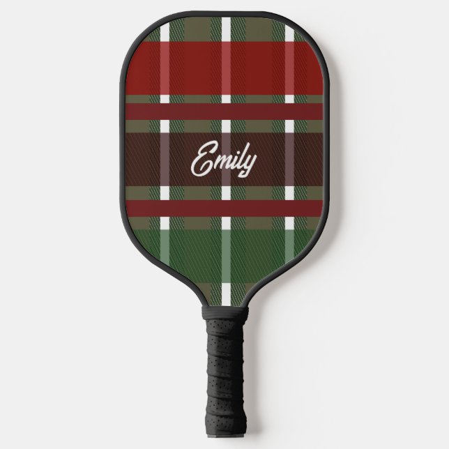 Winter Tartan Plaid Green Festive  Pickleball Paddle (Front)