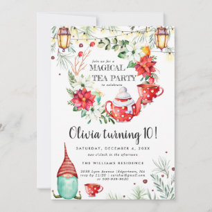 Winter Tea Party Birthday Invitation