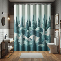 Winter Teal Shower Curtain