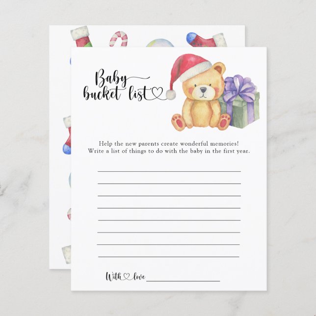 Winter teddy bear - Baby bucket list (Front/Back)