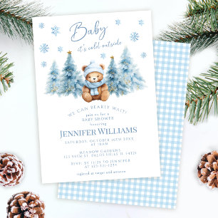Winter Teddy Bear Baby its cold outside Boy Shower Invitation