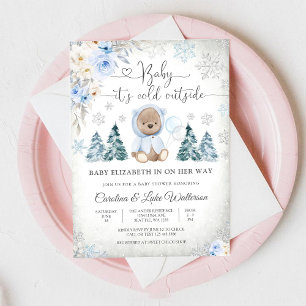 Winter Teddy Bear Baby Shower Invitation