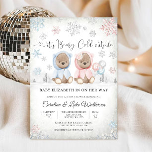 Winter Teddy Bear Baby Shower Invitation