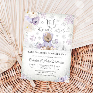 Winter Teddy Bear Baby Shower Invitation