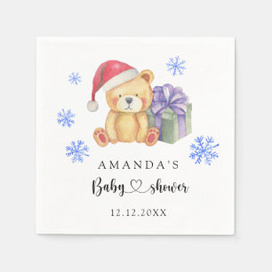 Winter teddy bear Baby Shower Napkin