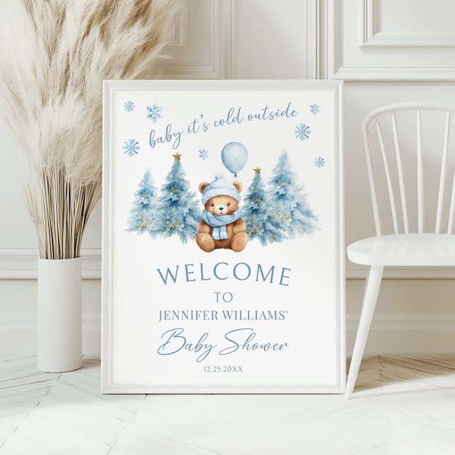 Winter Teddy Bear Baby Shower Welcome Sign Poster (Creator Uploaded)