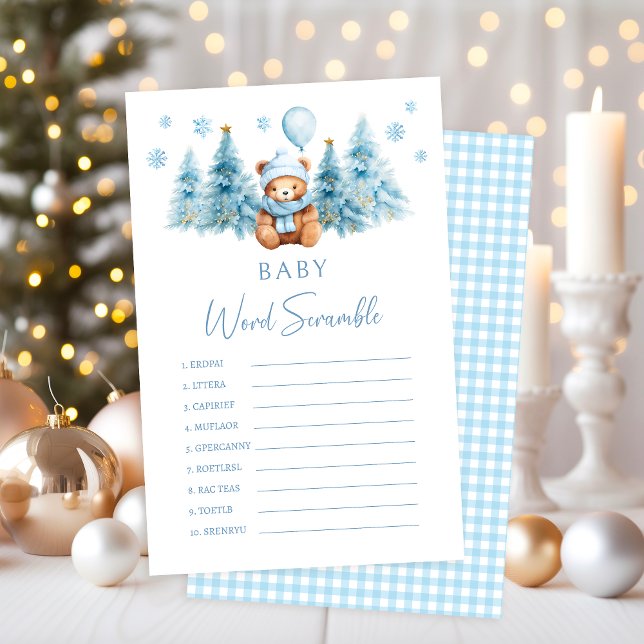 Winter Teddy Bear Baby Shower Word Scramble Game (Creator Uploaded)