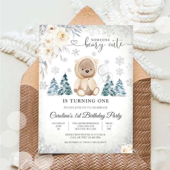 Winter Teddy Bear Birthday Invitation (Creator Uploaded)