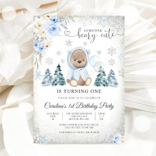 Winter Teddy Bear Birthday Invitation