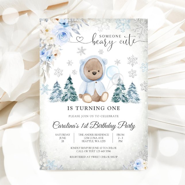 Winter Teddy Bear Birthday Invitation (Creator Uploaded)