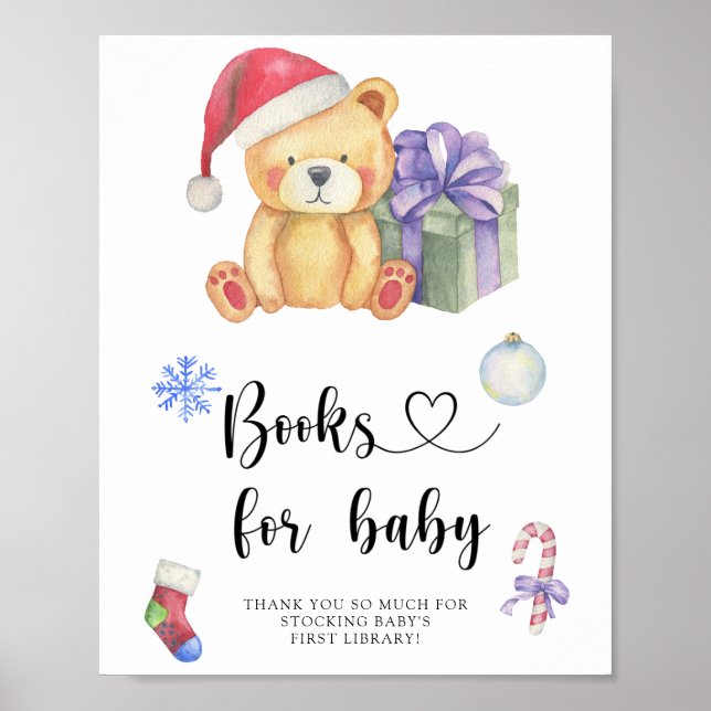 Winter teddy bear , books for baby poster (Front)