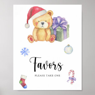 Winter teddy bear -  Favours Poster