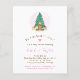 Winter Teddy Bear Girl Baby Shower Invite