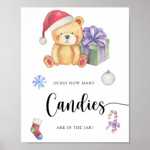Winter Teddy Bear - guess how many candies Poster