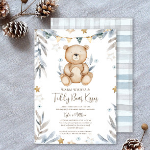 Winter Teddy Bear Snowflake Baby Shower Invitation