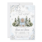 Winter Teddy Bear Snowflakes Blue Boy Baby Shower