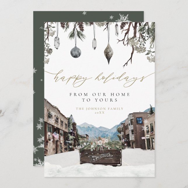 Winter Telluride Colorado Mountain Christmas Card (Front/Back)