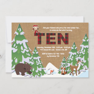 Winter Ten Birthday Party Invitation