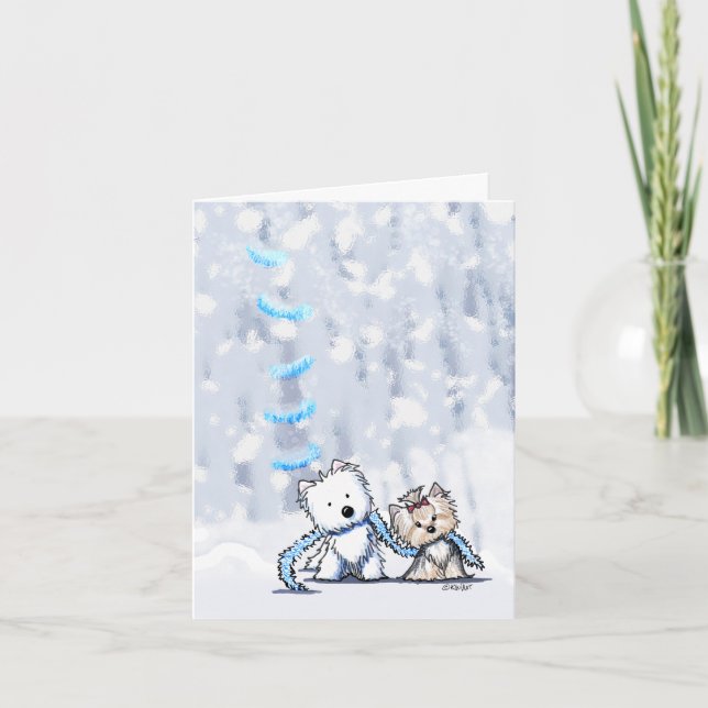Winter Terriers KiniArt Greeting Cards (Front)