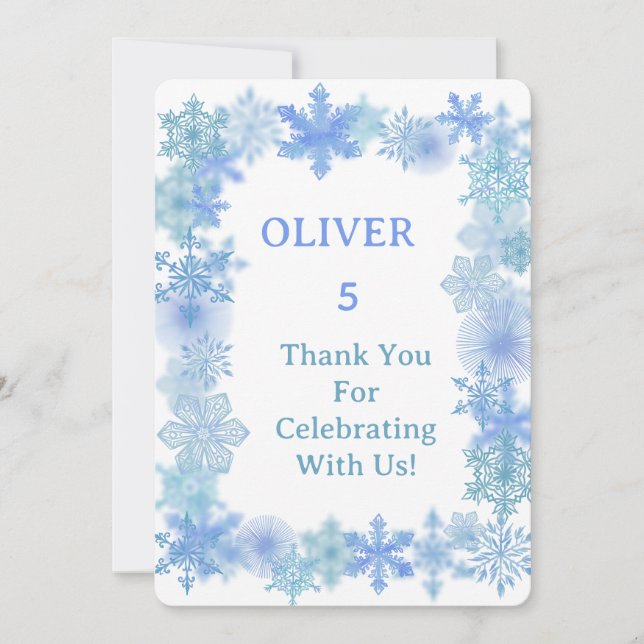 Winter Thank You Card, Minimalist Snowflake Thank  Card (Front)