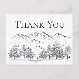 Winter Thank You Mountains Wedding Bridal Shower Postcard
