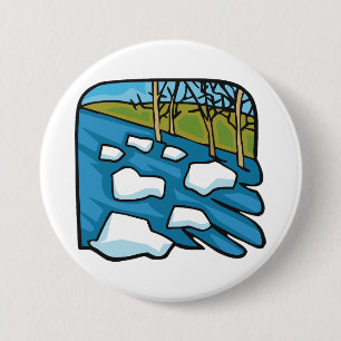 Winter Thaw River with Ice Floes 7.5 Cm Round Badge