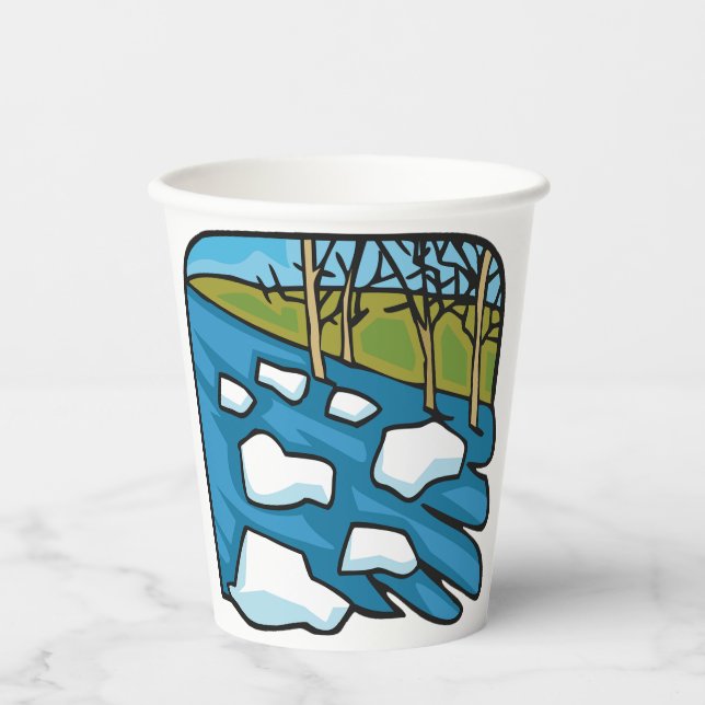 Winter Thaw River with Ice Floes Paper Cups (Front)