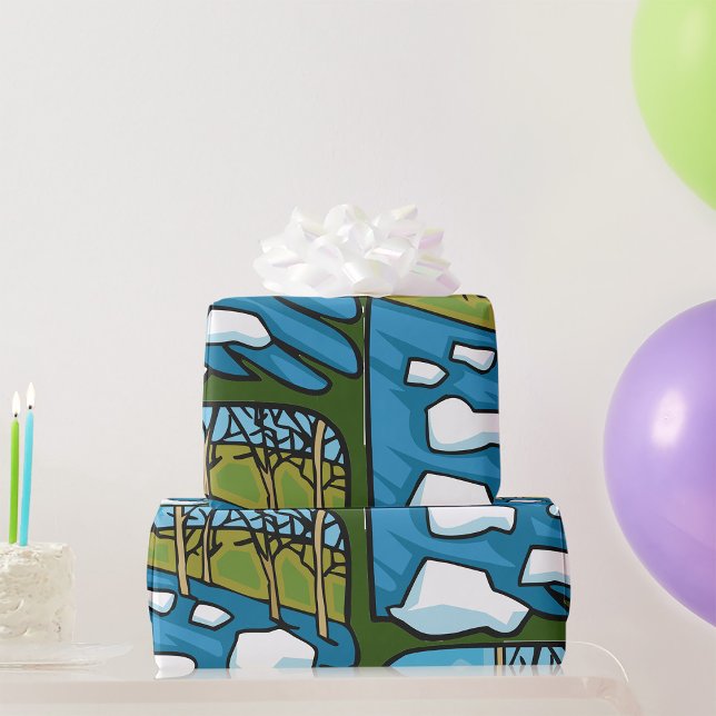 Winter Thaw River with Ice Floes Wrapping Paper (Creator Uploaded)