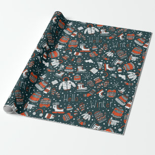 winter theme pattern wrapping paper