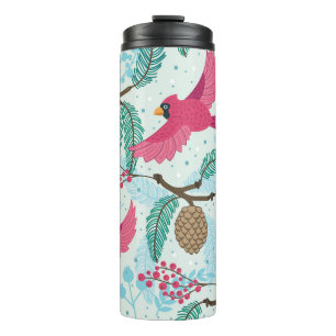 Winter Theme: Red Cardinal Pattern. Thermal Tumbler