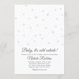 Winter themed baby shower invitation, neutral invitation