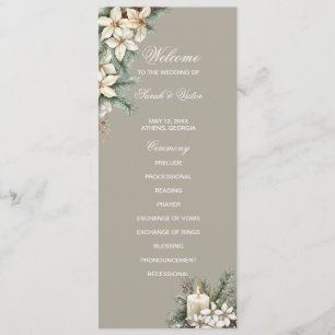 Winter Themed beige double side program card 