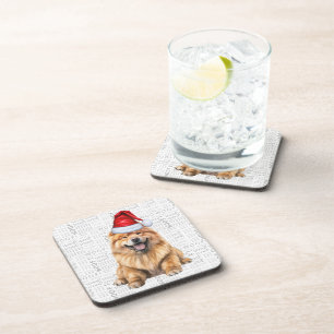 Winter Themed Chow Chow Santa Dog Holiday Coaster