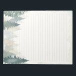 Winter themed green pine trees lined notepad<br><div class="desc">This winter themed green pine trees lined notepad features a beautiful watercolor forest scene with layers of snow dusted evergreens in soft green and blue hues. The elegant, wintry border creates a tranquil atmosphere, perfect for letter writing, note taking, or making to do lists during the holiday season. Its lined...</div>