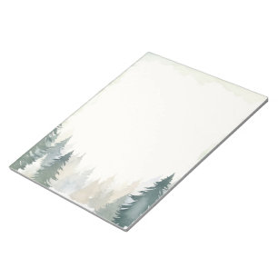 Winter themed green pine trees plain notepad