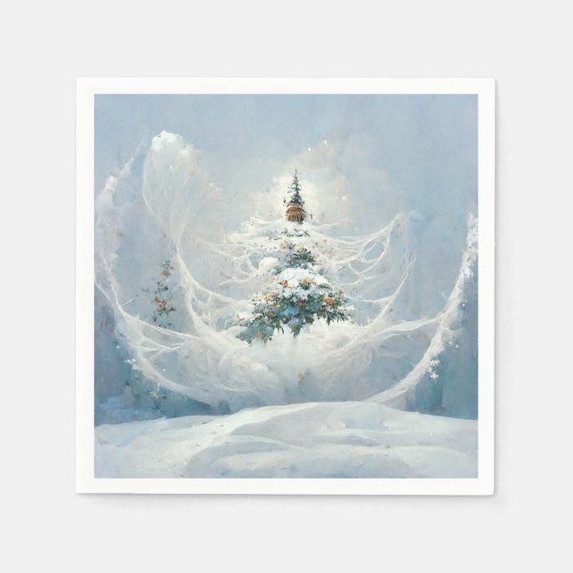 Winter themed paper napkin for parties.  (Front)